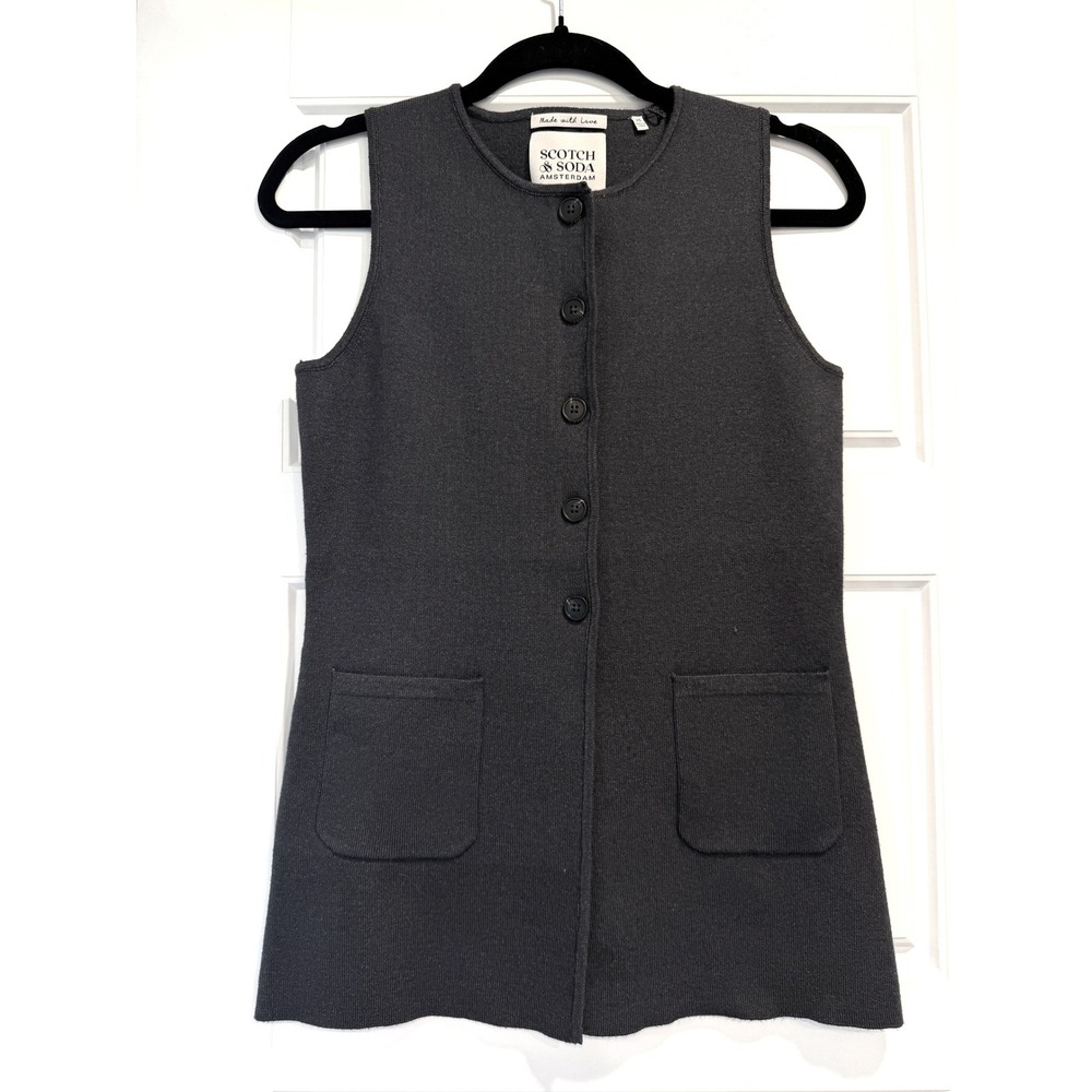 Scotch & Soda Amsterdam Long Sweater Vest Size XS 90's Dark Academia Preppy